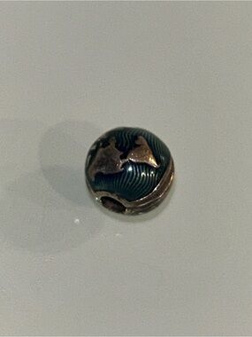Pandora Globe Charm Blue and Gold Enamel